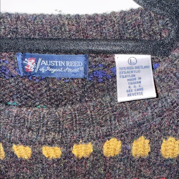 Austin Reed Multicolor Patterned Crewneck Sweater - Picture 2 of 2